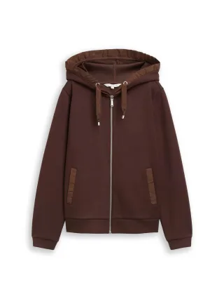 Tom Tailor - Hoodie Sweatjacke aus Scuba java dark brown - Gr. - XXL