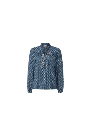 Rich & Royal - printed blouse daisy blue - Gr. - 40
