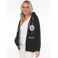 Zwillingsherz Kapuzensweatjacke Leo-Details, Langarm, Reißverschluss, Baumwollmischung