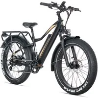 JOBOBIKE E-Bike Mountainbike 26 Zoll, Fatbike, MTB, max. 180km, Bremslicht- und Blinkerfunktion, 7 Gang Shimano, Kettenschaltung, Heckmotor, 960 Wh, (LCD-Farbdisplay, CST Reifen mit Pannenschutz, hydr. Scheibenbremsen), Robin Pro, 960Wh, Federsattels