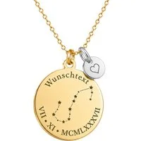 BS Schmuckdesign Kette mit Anhänger mit Gravur Personalisierte Halskette Damen Sternbild Gravur Römische Zahlen (inkl. Gravur), vollständig personalisierbar inkl. Geschenkbox