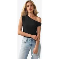 Imily Bela Tanktop Damen Sommerliche Rippstricktops mit One-Shoulder (Packung, 1-tlg., 1per-Pack) einfarbig