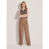 MADELEINE Schlupfhose Elegante Schlupfhose mit weitem Bein Stoffhose mit Formbund, Bundfalten, Schubtaschen und Knöchellänge