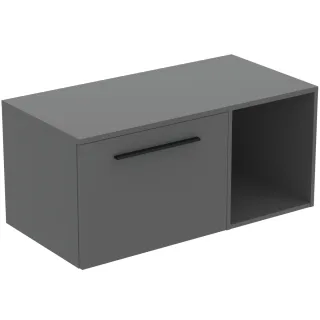 Ideal Standard Möbel-Set 100cm i.life B 1 Auszug 1 off.Fach Gr.Schwarz Quarzgrau matt, T5754NG T5754NG