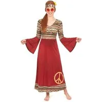 JADEO Kostüm Hippiekleid 60er Retro Damenkostüm bordeaux-bunt