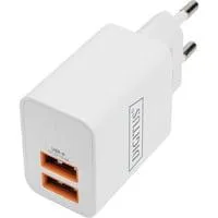 USB Ladegerät 15,5 Watt, 2x USB-A weiß, PD 3.0