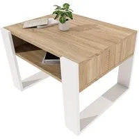 TREND WERK Couchtisch mit zusätzlicher Ablagefläche (65×53,6×45 cm - Wohnzimmertisch, Loft-Design, Ablagefach)