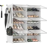 SONGMICS Schuhregal Schuhschrank, 30 x 40 x 30 cm pro Fach, für Flur, Eingangsbereich, mit 6 Fächern, mit Türen, für bis zu 24 Paar Schuhe, anpassbar