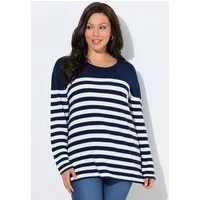Ulla Popken Strickpullover Pullover Bretonstreifen Rundhals Langarm