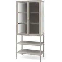 osoltus Sideboard osoltus Vitrine Schrank Riffelglas Stahl Warm Grey Industrial 60 x 35