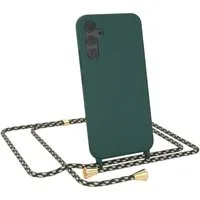 EAZY CASE Handykette Runde Silikon Kette für Samsung Galaxy A34 5G 6,6 Zoll, Kette zum Umhängen Smartphonekette für Unterwegs plus Cover Navy Grün