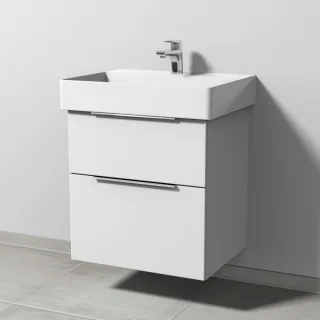 Sanipa 3way Waschtischunterbau zu Duravit Dura Square Waschtisch mit 2 Auszügen, Weiß-Soft UM42643