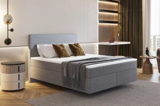 Boxspringbett Schlafzimmerbett DEVIL Delux 180x200cm in Stoff Scala Grau