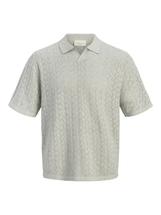 JACK&JONES - JORTYLER KNIT SS SPLIT NECK POLO SN Seagrass - Gr. - M