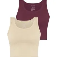 Janice Tanktop 2 x Damen crop Top Namlea Kurzes Tanktop aus Baumwolle