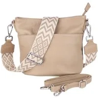 MIRROSI Umhängetasche Damen, Crossbody Bag, Echtleder Made in Italy (1 Tasche 2 Gurte oder Basic Version 1 Tasche 1 Gurt), 24x18x12cm (BXHXT)
