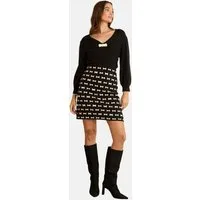 Love & Roses Minikleid Love & Roses Mini-Strickkleid mit V-Ausschnitt (1-tlg)