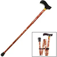 HAC24 Gehstock Spazierstock Holzdesign Gehhilfe Aluminium, 1-tlg., Faltbar, Höhenverstellbar 81-92 cm