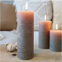 Chic Antique Rustic-Kerze Stumpenkerze Rustikale Kerze Macon Paraffin Linen versch.Größen, Echtwachskerze, Russfrei, Hochwertig, Brenndauer bis zu 210 Stunden