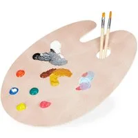relaxdays Malpalette 3 x Mischpalette aus Holz Größe L