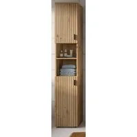 Inn.Furn Hochschrank Livia (Badschrank in Eiche Artisan Leistenoptik, 2-türig, 30 x 192 cm) 6 Fächer