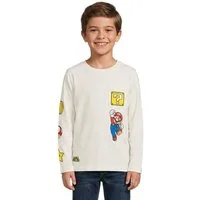 Super Mario Langarmshirt Super Mario Jungen Langarmshirt Longsleeve Blau Beige Gr. 110-152 Super Mario Kinder Langarm Shirt