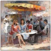 Artland Leinwandbild Damen im Café II, Gruppen & Familien (1 St), auf Holzrahmen gespannt