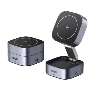 Ugreen Qi2 15W Magnetic 2 in 1 Adjustable Viewing Wireless Charger Fast Wireless Charging Stand for Smart Phones for iPh