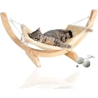 Rohrschneider Katzenliege Katzenhängematte Cat Relax, Schlafplatz Katzenbett Katzenkorb, beige