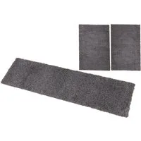 Bruno Banani Bettumrandung Shaggy Soft, Höhe 30 mm, (3-tlg), gewebt, Uni-Farben, besonders weich, Bettvorleger, Läufer-Set