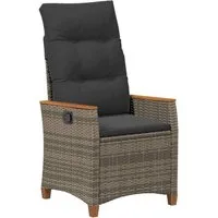 vidaXL Gartenstuhl Verstellbarer Gartenstuhl Grau und Dunkelgrau Poly-Rattan (1 St)