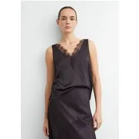 comma Blusentop Bluse Satintop mit Spitze