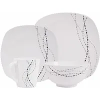 HEKERS Geschirr-Set 100% Melamin Geschirr (4-24 teilig) Line elfen/grau (eckig) (16-tlg)