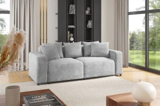 Sofa Designersofa MEGAN 2-Sitzer in Stoff Poso Hellgrau