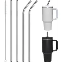 LA CUTE Trinkhalme 4er Set Edelstahl Strohhalme – Wiederverwendbar, Reinigungsbürste, (Wiederverwendbare Metallstrohhalme für Getränke, ideal für den Alltag, 5-tlg., Edelstahl-Strohhalm-Set mit Reinigungsbürste, 5-teilig), Langlebige, Edelstahl Stroh