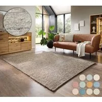OTTO home Wollteppich Pirker, rechteckig, Höhe: 12 mm, Wendeteppich, meliert, reine Wolle, handgewebt, Scandi, Wohnzimmer