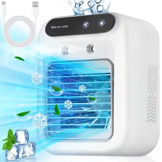 Speed Adustable Air Conditioner Cooling Fan 500ml Tank Personal Air Conditioning Air Cooler Mini Rechargeable Fan for Ca