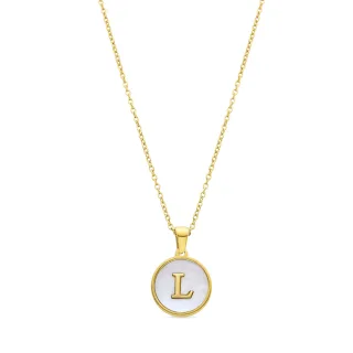 Luxenter-Halskette aus weißem Perlmutt in 18 Karat Gelbgold - Alphabet