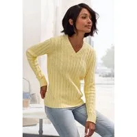 LASCANA V-Ausschnitt-Pullover mit Zopfstrickmuster