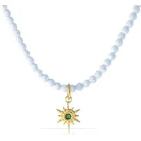 Made by Nami Perlenkette Damen mit Anhänger aus Chirurgischem Edelstahl 40 + 5 cm, Wasserfester Schmuck Freundschaftskette Boho Schmuck