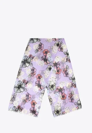 Wittchen Damenschal mit zartem Blumenmuster, cremefarben und lila, Polyester