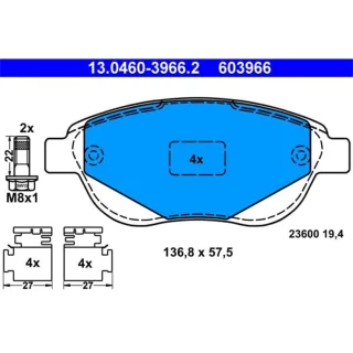 ATE Bremsbel?ge vorne Citroen C3 C4 Xsara Peugeot 1007 206 207 307