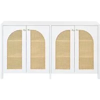 Flieks Sideboard (1 St., 145x40x80 cm), Anrichte mit 4 Rattantür Wohnzimmerschrank Kommode Weiß
