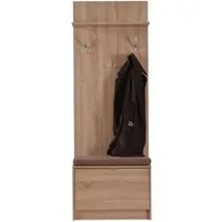 Home affaire Kompaktgarderobe Flamenco Flurgarderobe, Dielenschrank, Flurmöbel, Breite 67 cm mit Sitzbank und Garderobenpaneel, Klapptür, 8 Haken, in Sonoma Eiche