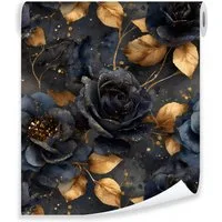 Wallarena Fototapete Vliestapete Blumen Abstrakt Glamour Gold 50cm×10m, glatt, 50 x 1000 cm