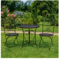 HTI-Line Balkonset Tischgruppe Curly, (Set, 3-tlg., 1x Tisch und 2x Stühle), Sitzgruppe Metall Garten Nostalgisch