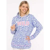 Zwillingsherz Hoodie "Leo Pastell" Leomuster und WILD Applikation, Kapuze, Tasche, Baumwollmischung