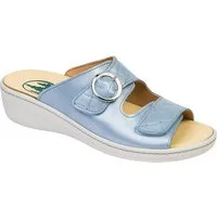 Franken-Schuhe 3040-F2 Farbe: sky Damen Pantolette (echt Leder) lose Einlage, Weite H