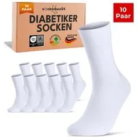 sockenkauf24 Diabetikersocken ohne Gummibund & ohne Naht aus Baumwolle (10-Paar) Diabetiker Socken mit Komfortbund ohne Gummi für Damen & Herren