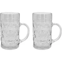HAC24 Bierkrug Maßkrug Klassischer Bierkrug mit stabilem Henkel Bierglas, 2-tlg., Glas, 1 Liter, Aus robustem Glas